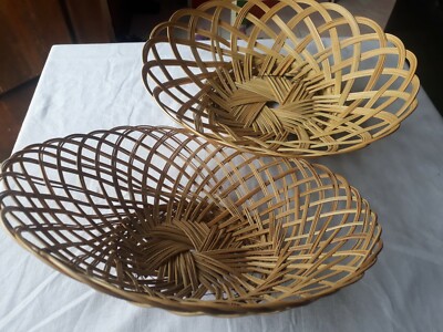 Handmade Ceylon Natural Coconut Ekel Sticks Fruit Bucket/ Trays Pack Of 2 New