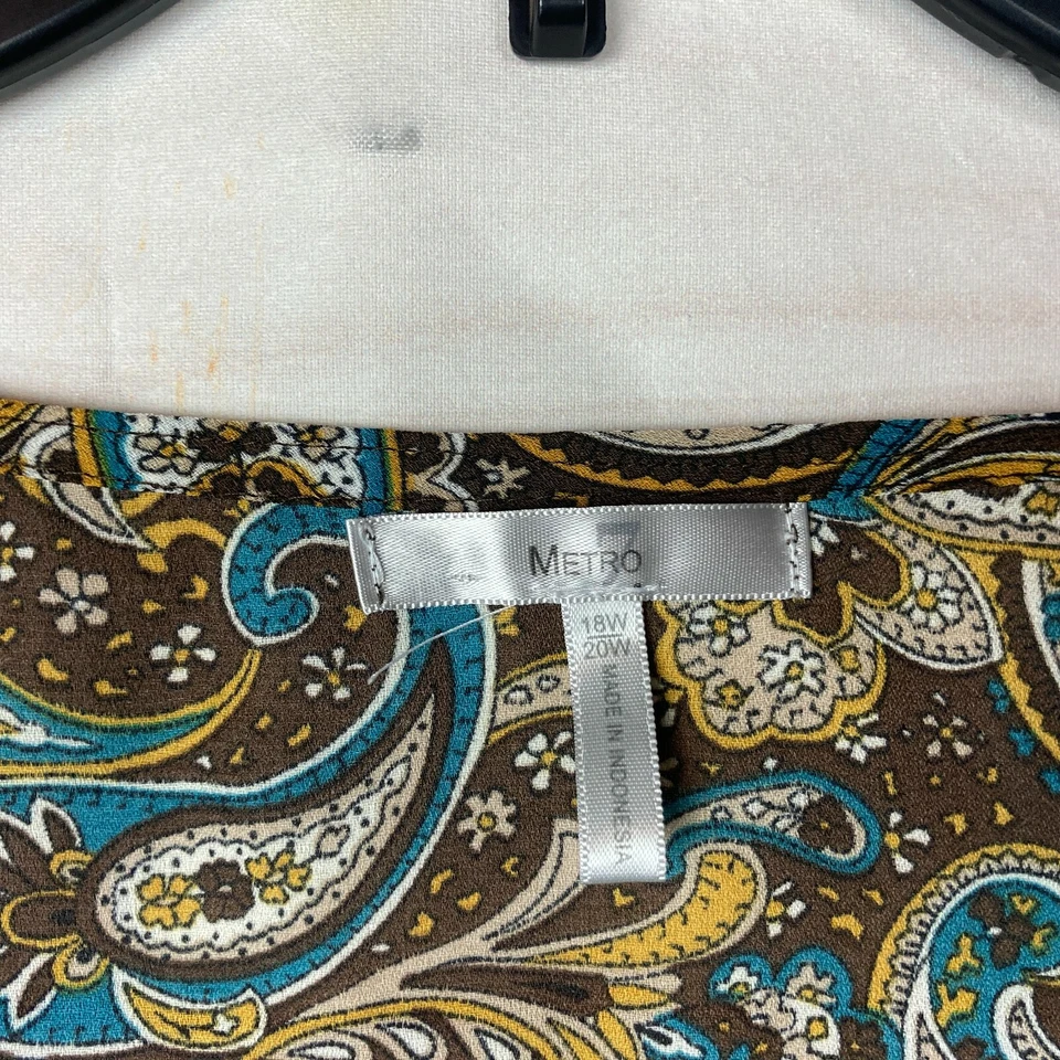 Blusa Pullover Metro7 Top Mujer 18W 20W Marrón Estampado Paisley Cuentas Lentejuelas Foto 4 de 4