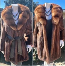 LUXURY Divine Barguzin Russian Real Sable Fur Coat Lunaraine Mink Jacket Red M
