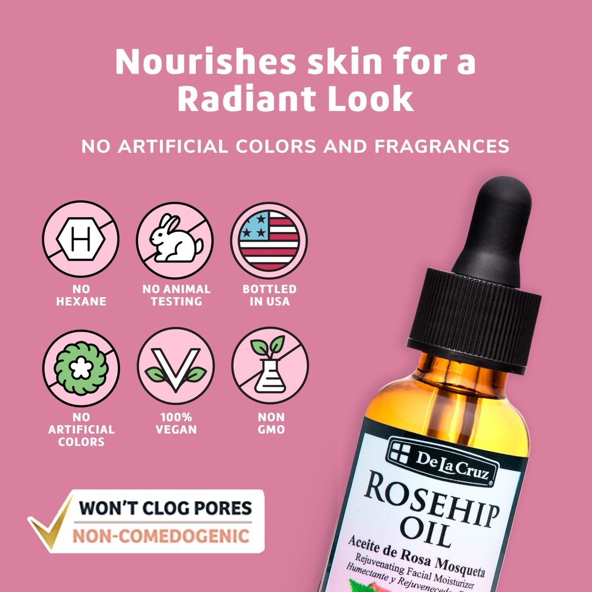 De La Cruz® Pure Rosehip Oil 1 fl oz. & De La Cruz® Pure Argan Oil