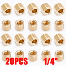 20Pcs Brass Pipe Plug 1/4" NPT Male Thread Hex Internal Head Socket Fitting