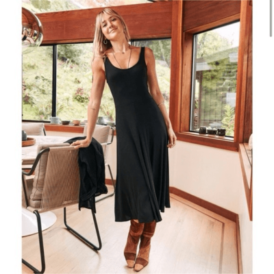Marine Layer Lexi Rib Fit and Flare Black Sz Large Midi Dress | eBay