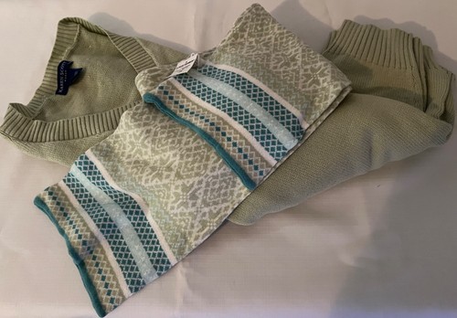 Karen Scott 2pc Sweater & Scarf women Sz 1X Cotton V-Neck L-Sleeve Pull-Over - Picture 5 of 8