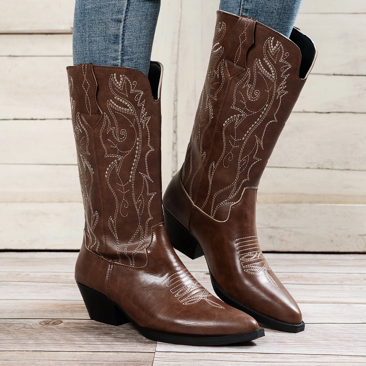 Cowboy boots top with riding heel