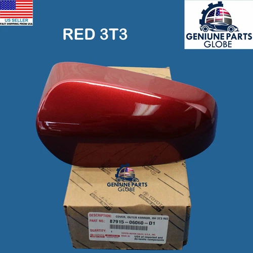 GENUINE TOYOTA 12-17 CAMRY RIGHT PASSENGER RED 3T3 MIRROR COVER 87915-06060-D1