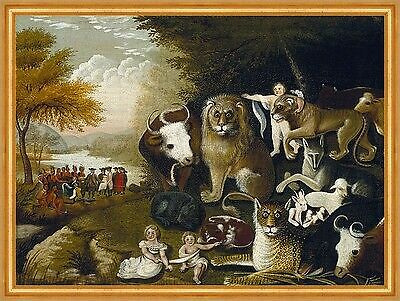 The Peaceable Kingdom Edward Hicks Tiere Indianer Kühe Ziegen Land B A1 01565