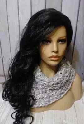 handmade  crochet womans scarf bandanna cowl twilight gray