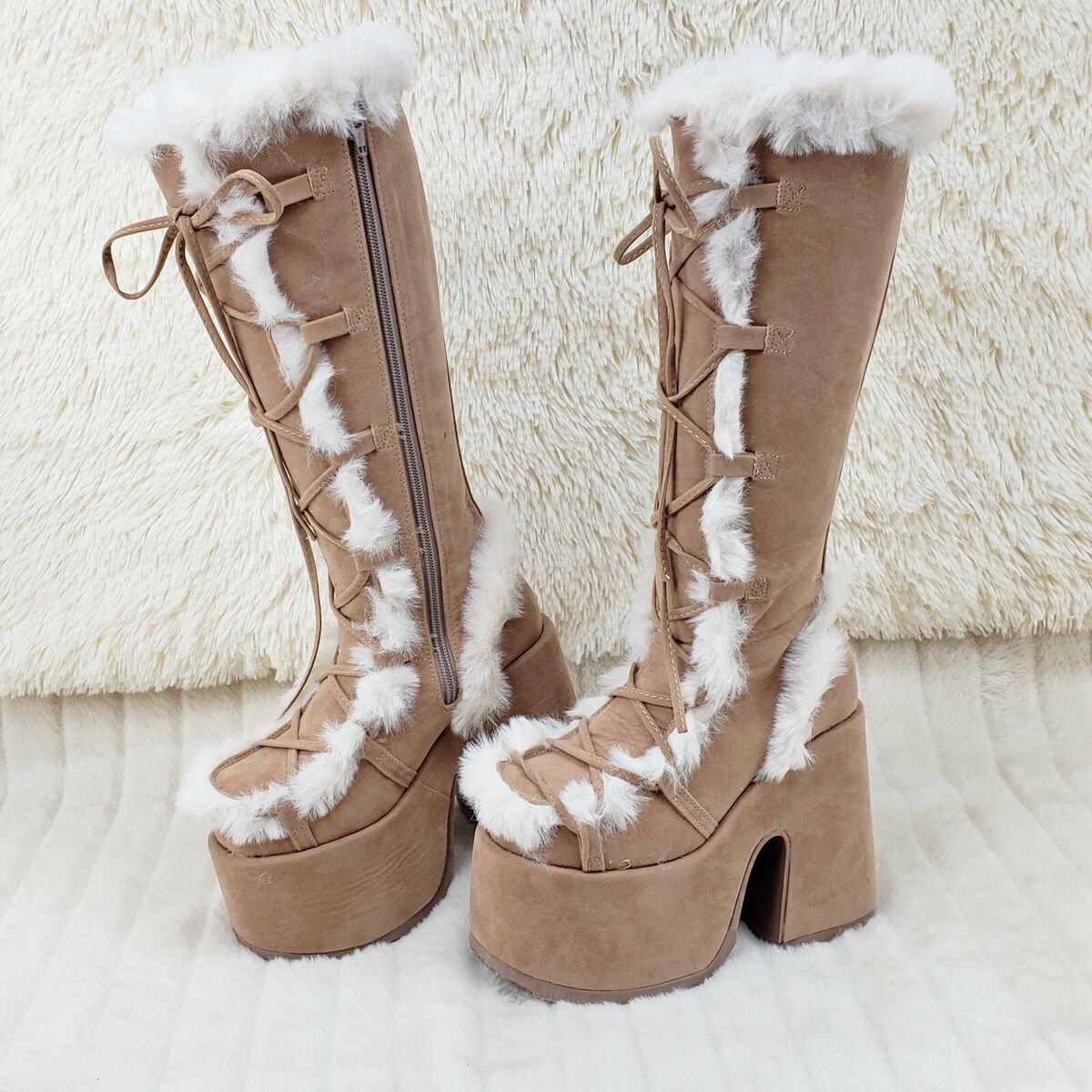 Camel 311 Stacked Tan Mammoth Platform Goth Punk Go Go Knee Camel 311 Stacked Tan Mammoth Platform Goth Punk Go Go Knee