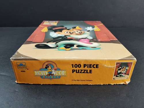 Vintage Disney Golden 100 Pcs Puzzle Hollywood Mickey Minnie On Stage Complete - Picture 3 of 7