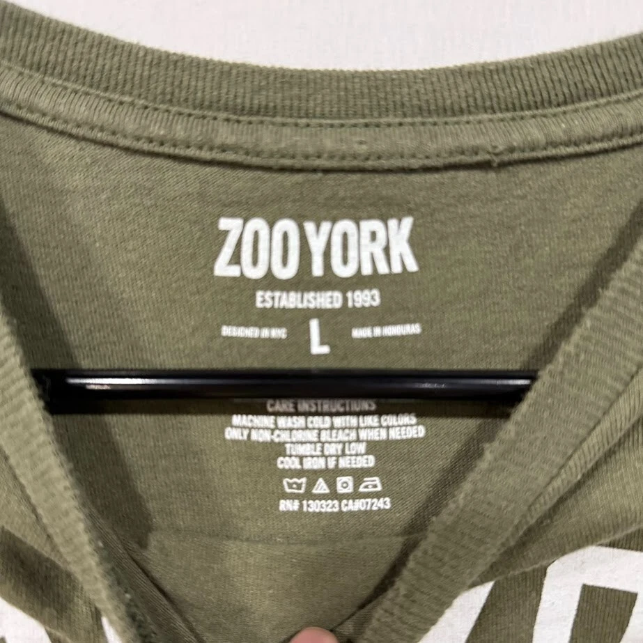 Camiseta Zoo York Para Hombre L Verde Oliva Logo Gráfico Patín Ropa de Calle Camiseta Y2K Foto 3 de 4