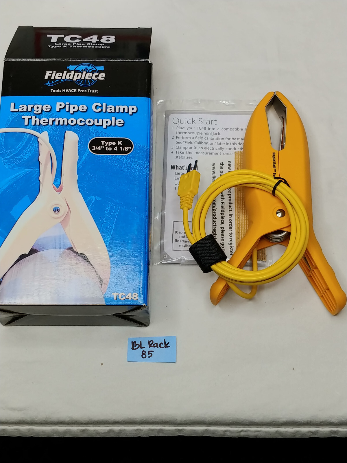 Fieldpiece TC48 Large Pipe Clamp Type K Thermocouple, 3/4” to 4-1/8