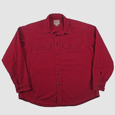 Vintage Woolrich Chamois Shirt Mens XL Red Flannel Long Sleeve Cotton Sportsman