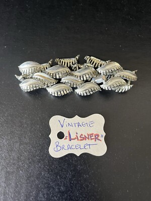 Vintage Listner Silver Tone Leaf Design Bracelet