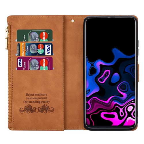 Leather Flip Stand Zipper Wallet Phone Case For Samsung Galaxy S25 S24 S23 S22 - Picture 36 of 55