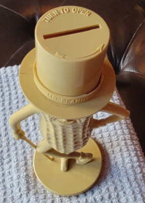 Planters Mr. Peanut Coin Bank Vintage 1950s Plastic Tan | eBay