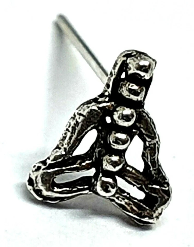 Yoga Nose Stud Lotus 22 g (0,6 mm) argento sterling 925 10 mm dritto L pieghe... - Immagine 3 di 4