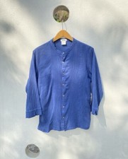 Plantation Blue Textured Mandarin Collar Shirt.