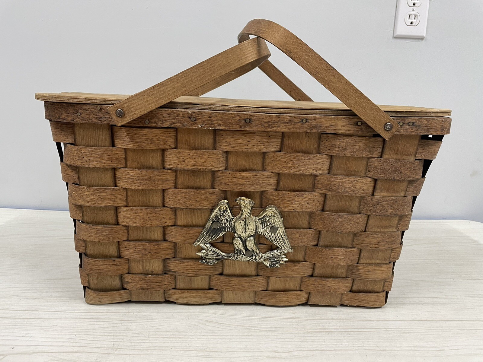 Vintage 1970s Basketville Putney Vermont Wicker Picnic Basket American