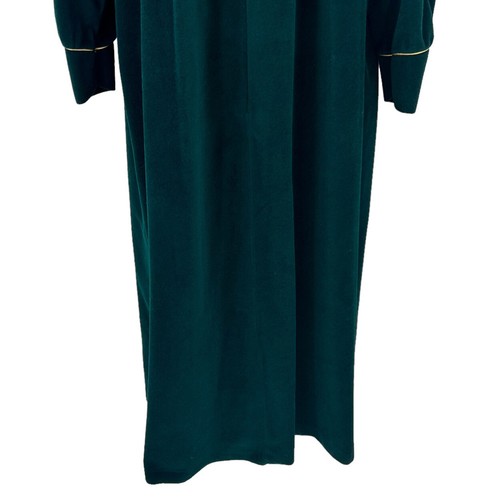 Vintage Womens House Coat Gown Vanity Fair Size L Green Floral Embroidered - Picture 4 of 12