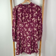 Forever New Dress Womens 0 Red Floral Print Raven Skater Mini Long Sleeve Ruffle