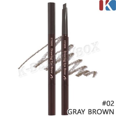 ETUDE Drawing Eye Brow 0.25g 02 Gray Brown Auto Eyebrow Pencil K-Beauty NEW