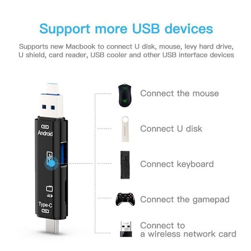 5 in 1 USB 3.0 Typ C / USB / Micro USB SD TF Speicherkartenleser OTG Adapter.2024 - Bild 3 von 14