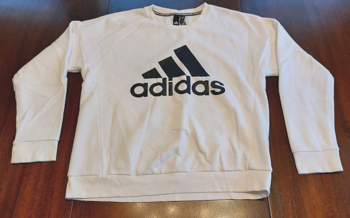 Adidas white sweatshirt mens sale