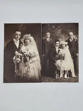 RPPC Wedding Photos Lot of 2, Roses & RIbbons 1920s postcard