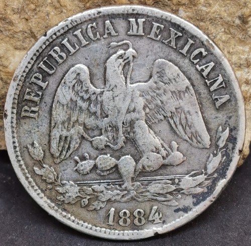 Mexico 1884 Pi H 50 Centavos .903 Silver coin KM# 407.7 circulated - Picture 2 of 3