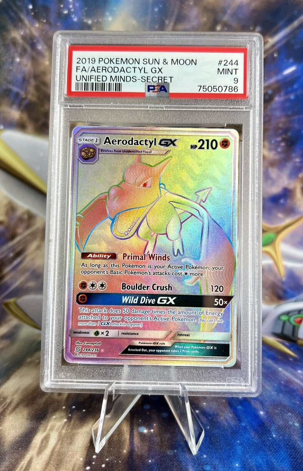 Aerodactyl GX – 2019 Unified Minds #244 – PSA 9 MINT