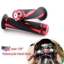 Universal 7/8" Aluminum Handlebar Rubber Gel Hand Grips For Yamaha Honda US