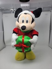 Vintage Gemmy Disney Mickey Mouse 22" Plush Christmas Greeter w/Present