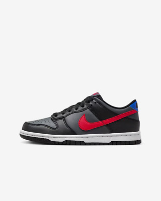 Nike Dunk Low FV0373-001 Sneaker Kids US 8 Black Leather Lifestyle Shoes RHS4515
