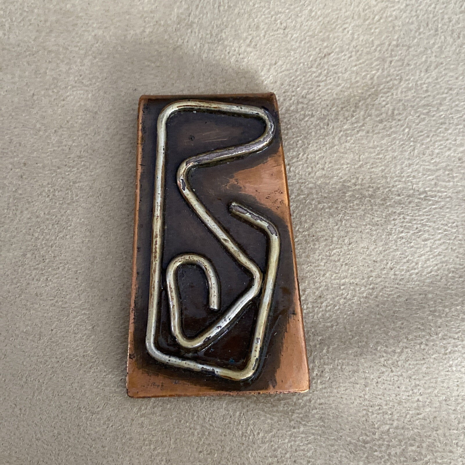 Vintage Handmade Copper Geometric Pattern Money C… - image 1