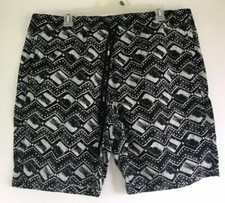 MOSSIMO Black White Swim Trunks Board Shorts Swimming Bathing Suit L Large