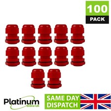 100 x M20 Cable Glands 6-12mm Bulk Red Stuffing Compression IP68 Waterproof