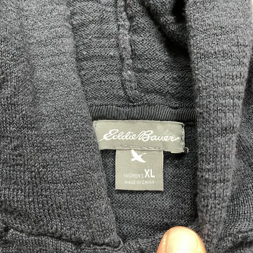 Eddie Bauer Hoodie Sweater Cardigan Womens XL Navy Blue Button Down Knit Cotton - Picture 8 of 13
