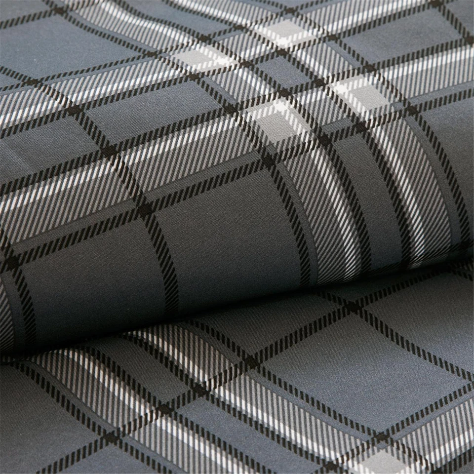 GREY PLAID COMFORTER SET : DARYL MODERN WHITE SLATE GRAY PIECED STRIPE - Image 4 of 4