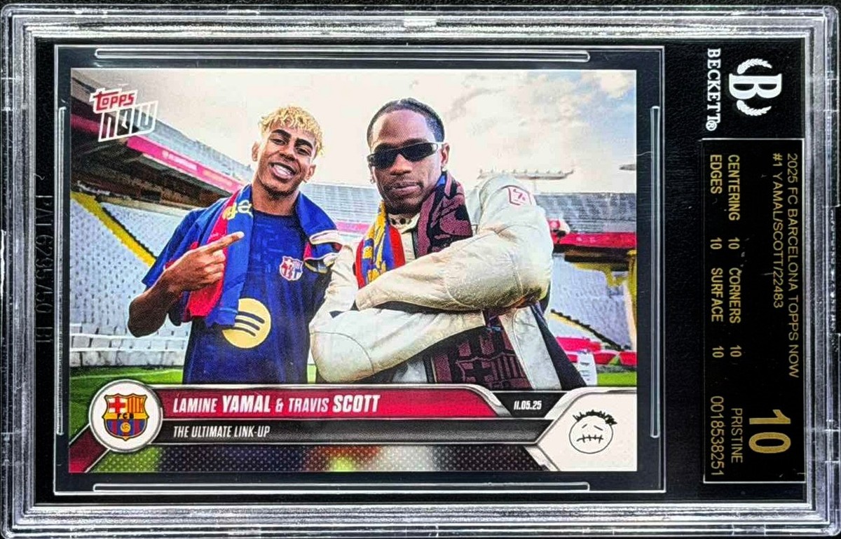 2025 Topps Now Lamine Yamal & Travis Scott FC Barcelona BGS 10 BL 