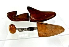 2 Vtg Shoe Tree Molds 1 Rochester Tree Co  1 Unknown Wooden Shapers For Decor