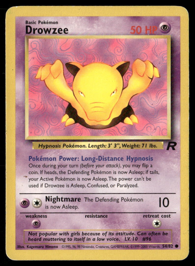 Drowzee Team Rocket 54/82 Common Unlimited Pokemon Heavily Played