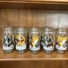 Vtg Anchor Hocking Cats on a Fence 16oz Glass Tumblers Set Of 9 Drinking Glasses
