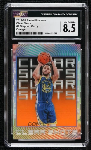 2019-20 Panini Illusions Clear Shots Orange Stephen Curry #9 CGC 8.5