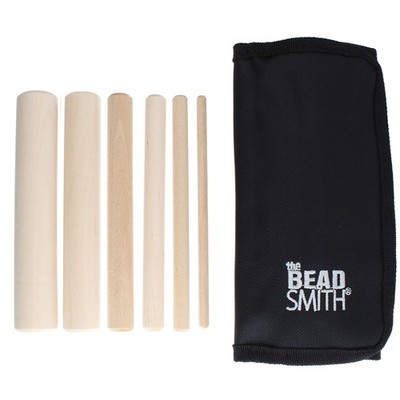 The Beadsmith Wooden Mandrel Set, 6 Piece Dowel Kit, with Labeled Storage 