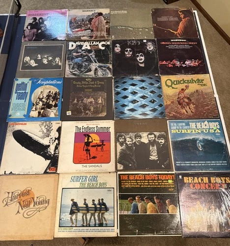 Lot of 20 G+ Vinyl LP Neil Young Allman Brothers Kiss Led Zeppelin ++++