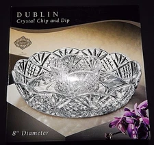 NIB Godinger Shannon Crystal Dublin 8 Inch Chip and Dip Clear Platter 25989