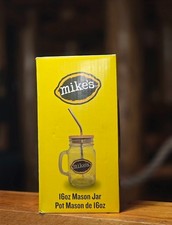 New Mike's Hard Lemonaid 16 oz Mason Jar Steel Straw & Cleaner