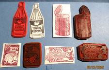 FOOD BRANDED PACKAGES RUBBER STAMPS RARE LOT 4 COOKIES CRACKERS KETCHUP UNMTD