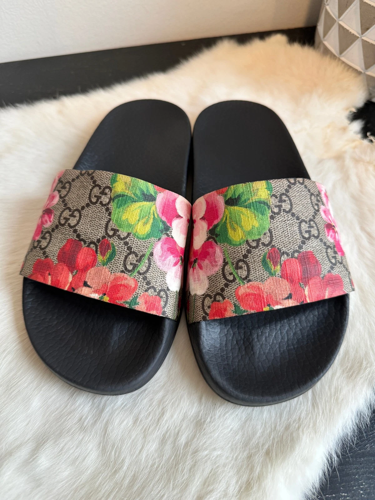 GUCCI Supreme Toile Blooms Femme Slides 35EU