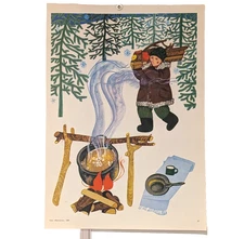 Ukrainian Folk Poster 1988 - Soviet USSR - forest Kitchen food Interior design